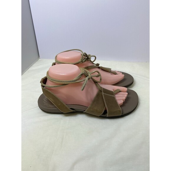 CHACO Gladiator Sandal Women’s Size 9 Tan Beige Leather Ankle Wrap Hippy Boho - Picture 2 of 6